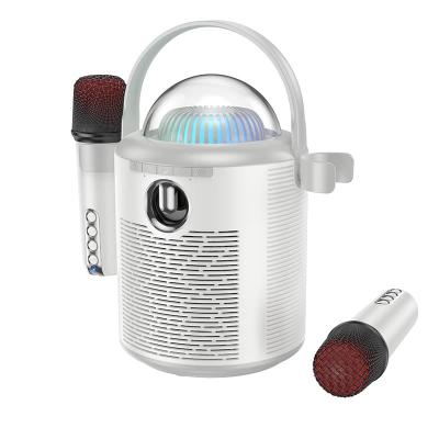 Колонка блютуз с микрофонами караоке HOCO BS59 Pearlescent холодный серый 1800mAh