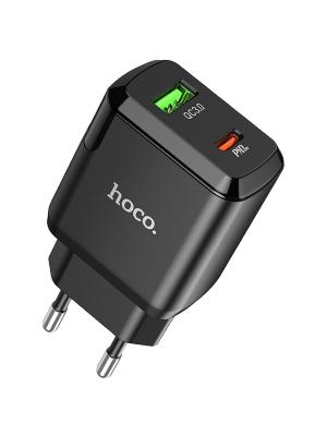 Сетевое зарядное устройство Адаптер Блок питания HOCO N5 PD 20W+QC3.0 / Type-C USB-C+USB черное