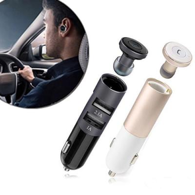 BT Блютуз-гарнитура Remax RB-T11C + USB зарядка Авто 2USB 2.1A+1A черная