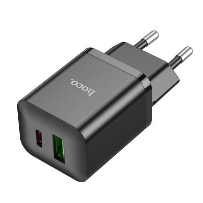 Сетевое зарядное устройство Адаптер Блок питания HOCO N28 PD 20W+QC3.0 / Type-C USB-C+USB черное