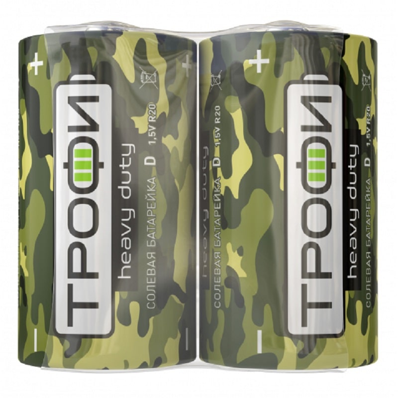 Батарейка Трофи солевая R20-2S Heavy duty Классика