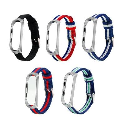 Ремешок для Mi Band 3/Mi Band 4 CBXM344 тканевый синий с белым и зеленым