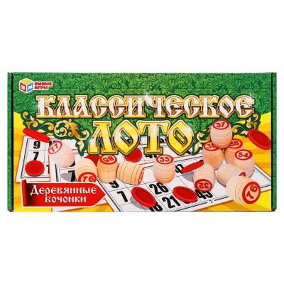 Настольная игра Лото классическое 90 деревянных бочонков 24 карточки Умные игры
