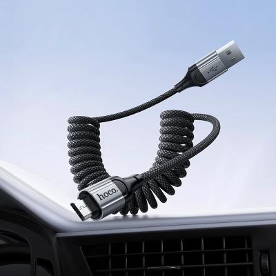 Кабель для зарядки Micro USB HOCO X121 1.5м 2.4A пружина в оплетке черный