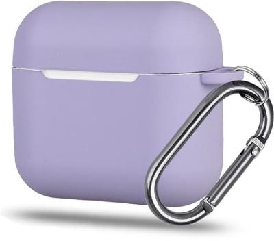 Чехол для наушников 4 с карабином силикон пастельный сиреневый