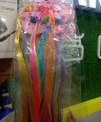 Набор цветных прядей на заколках крабиках 6 цветов 35см