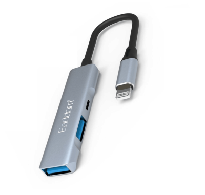 Разветвитель адаптер переходник концентратор Lightning OTG HUB Хаб Ealdom ET-HUB11 2USB 3.0 + Lightning серебро