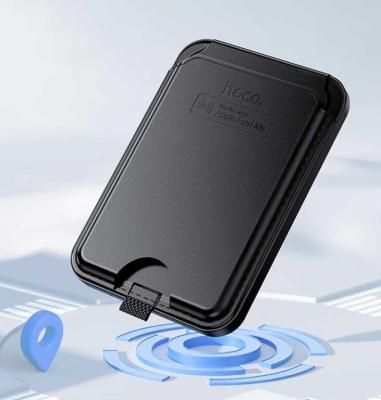 Карман на телефон чехол для карт картхолдер с GPS трекером маячком AirTag Hoco E91I Tiger для iphone магнитный с подставкой кожа черный