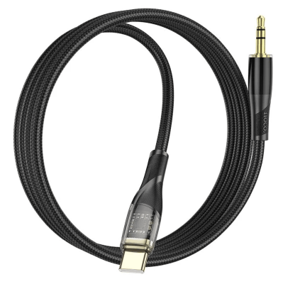 Кабель Aux Jack 3.5 - Lightning 8 pin HOCO UPA25 1м черный