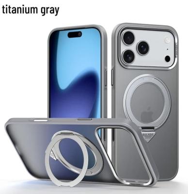 Чехол накладка для iphone 17 Pro (6.3) SULADA Cool Shield силикон+пластик притемненный матовый серый бампер с магнитом для magsafe и кольцом-держателем