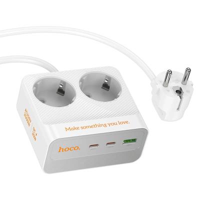 Сетевой фильтр HOCO AC27 2 гнезда + 2 Type-C USB-C PD30W + USB QC3.0 2м 2500W белый