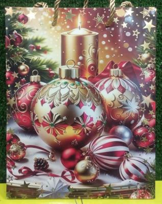 Пакет подарочный крафт 23х18х8 см новогодний "Шары" 79-S