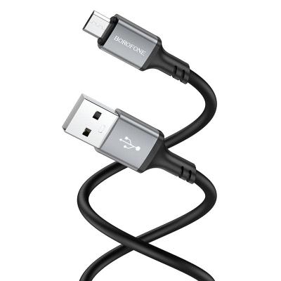 Кабель для зарядки Micro USB Borofone BX83 2.4A 1m огнестойкий силиконовый черный