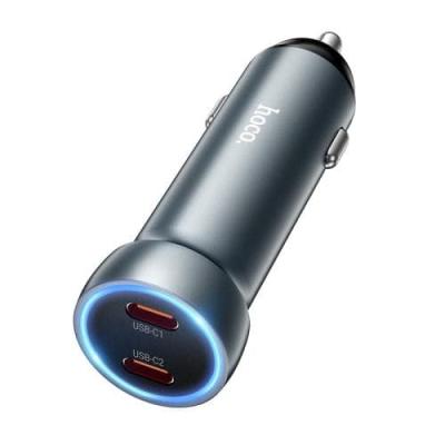 Автомобильное зарядное устройство HOCO Z54B 2PD 60W 2 Type-C USB-C серый металл