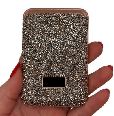 Карман на телефон чехол для карт картхолдер магнитный стразы серебро