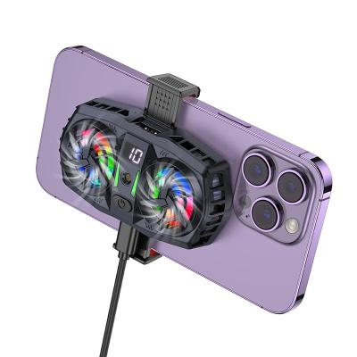 Охлаждающий двойной кулер вентилятор крепление на корпус смартфона HOCO GM36 с дисплеем и подсветкой черный