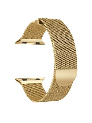 Ремешок для Apple Watch 42/44/45/49mm inax металлический сетчатый магнитная застежка золото