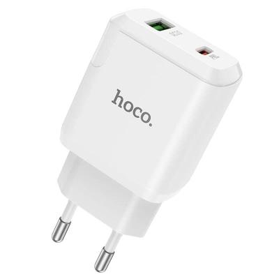 Сетевое зарядное устройство Адаптер Блок питания HOCO N5 PD 20W+QC3.0 / Type-C USB-C+USB белое