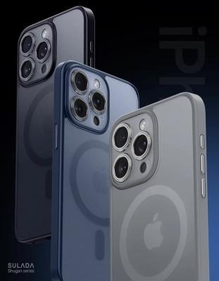 Чехол накладка для iphone 17 Pro (6.3) SULADA Shugan силикон+пластик притемненный матовый, титановый серый бампер с магнитом для magsafe
