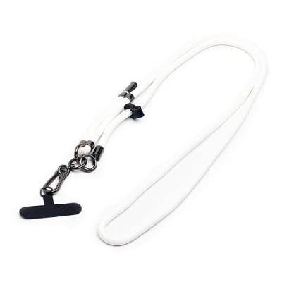 Шнурок держатель для телефона на шею с карабином 120см белый