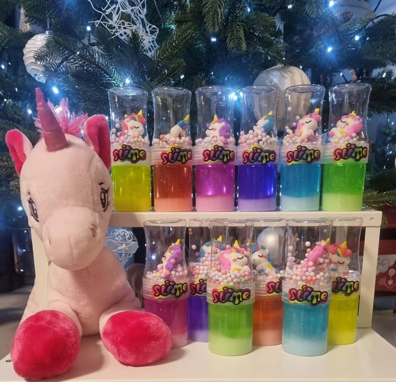Слайм единорог с шариками 14см