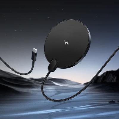 Беспроводное зарядное устройство магнитное MagSafe HOCO CW62 15W USB-C Type-C с дисплеем 1.2м черное