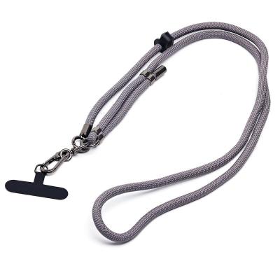 Шнурок держатель для телефона на шею с карабином 120см серый
