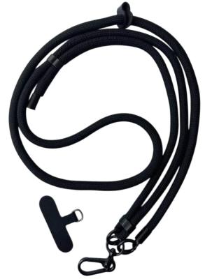 Шнурок держатель для телефона на шею регулируемый с карабином 140см черный