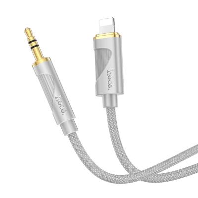Кабель Aux Jack 3.5 - Lightning 8 pin HOCO UPA30 1м плетеный серый
